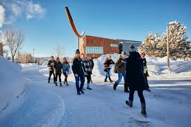 Students walking by noodle