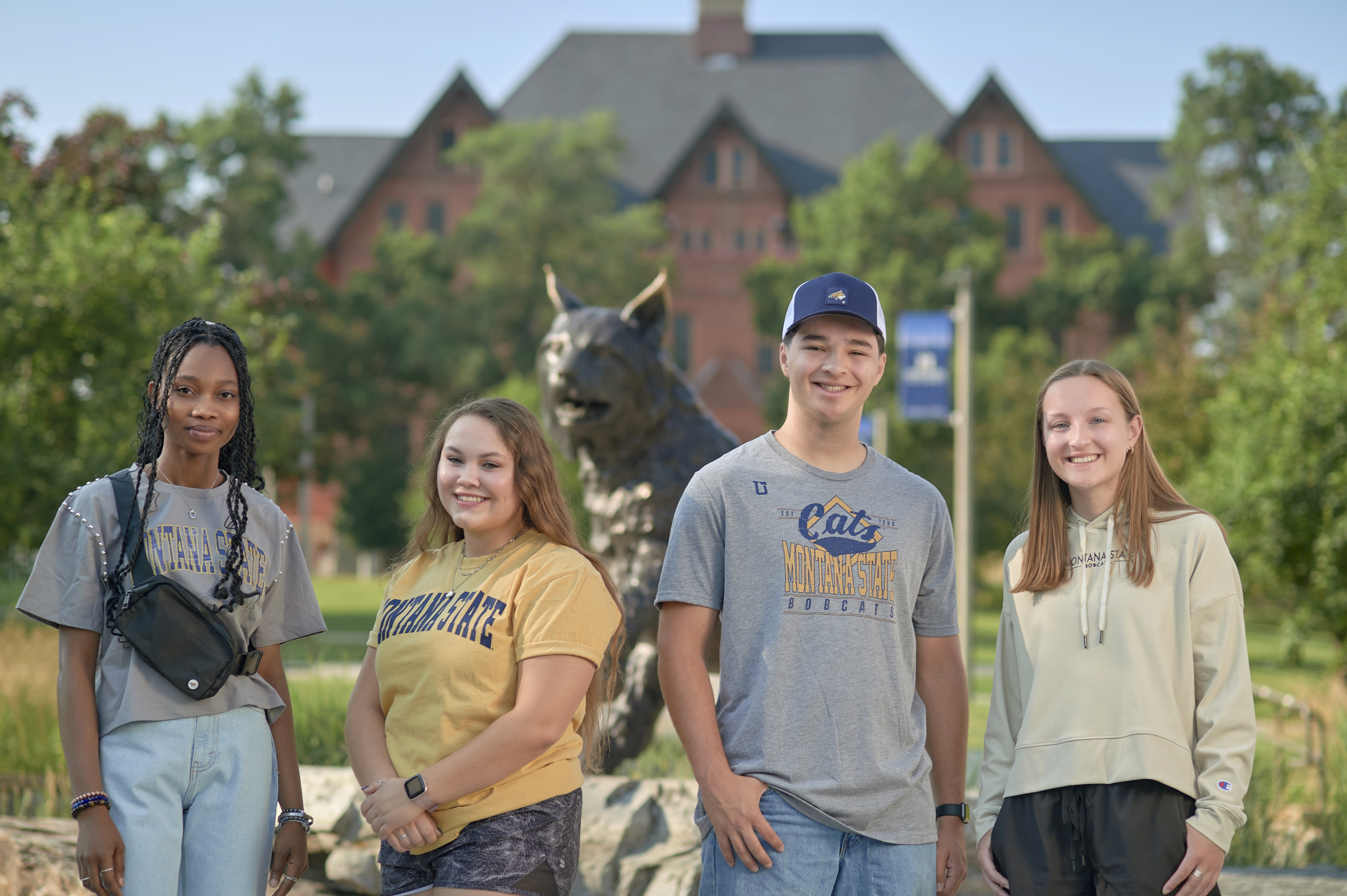 Students showing off Bobcat gear