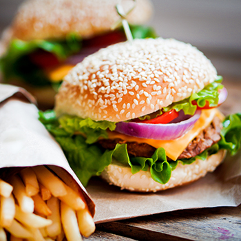 picture of a burger and fries