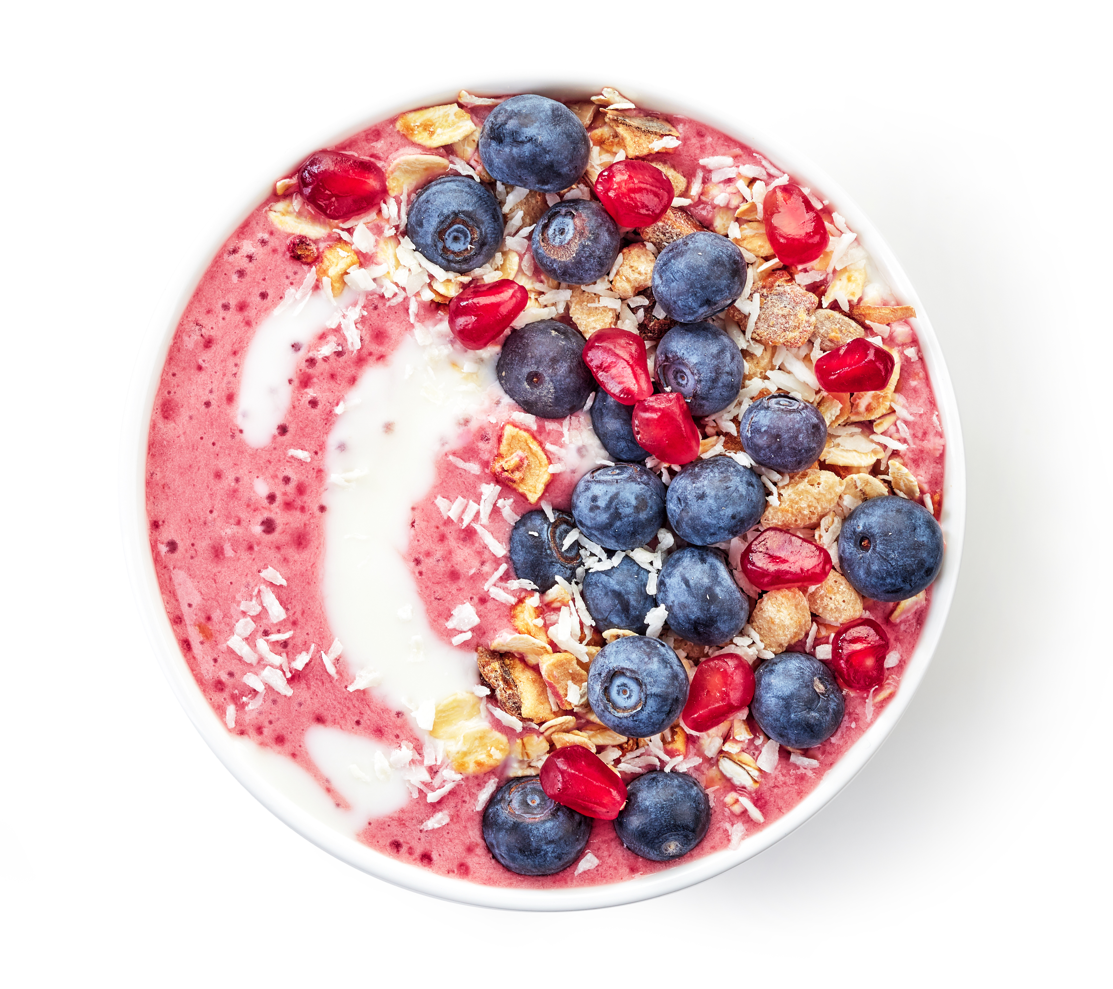 Smoothie bowl with granola and bluberries