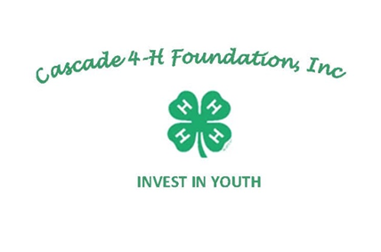 "Cascade 4-H Foundation, Inc" arched and centered over a green clipart four-leaf clover with white "H"'s in each leaf.