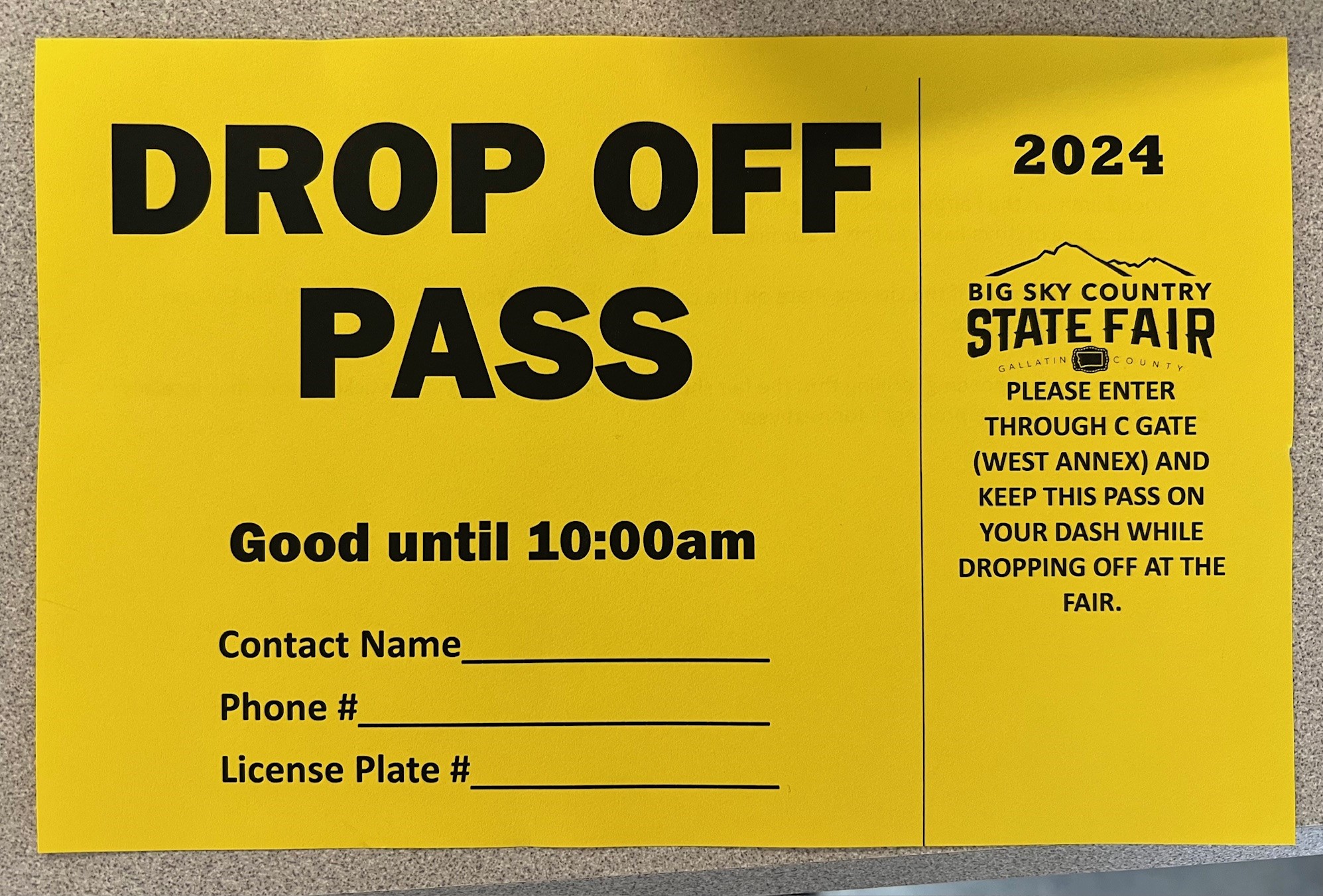 4-H drop off pass