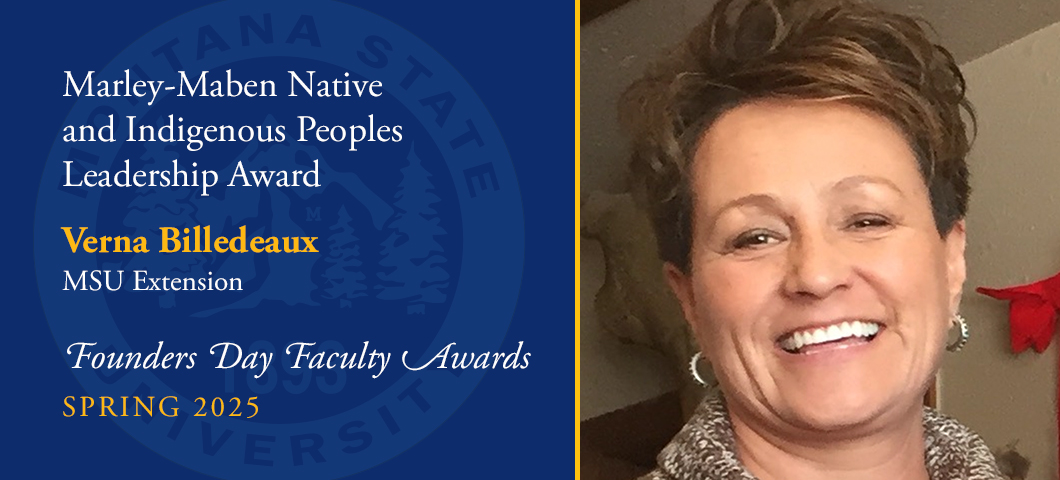 Marley-Maben Native and Indigenous Peoples Leadership Award: Verna Billedeaux, Founders Day Faculty Awards, Academic Year 2024-25. Portrait of Verna Billedeaux.